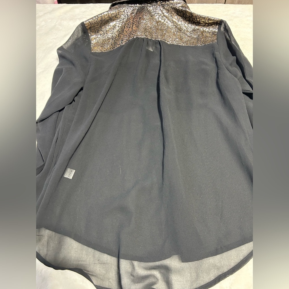Black Sheer Blouse with Gold Accents - Picture 5 of 5